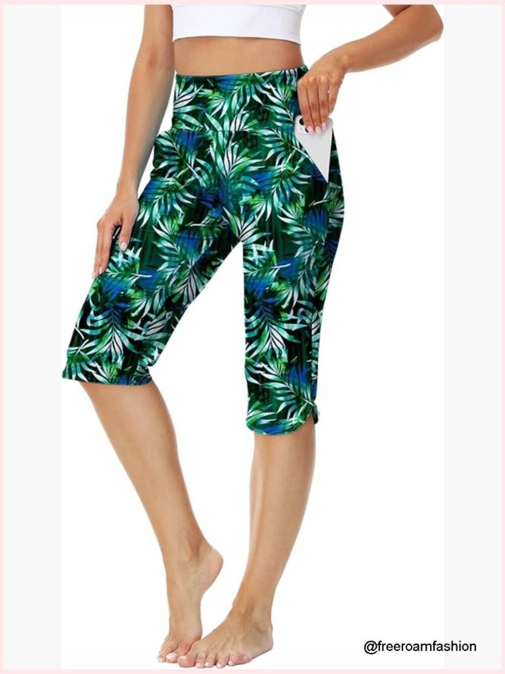 UPF 50+ High Waisted Swim Capris with Pockets, Quick Dry Surfing Leggings